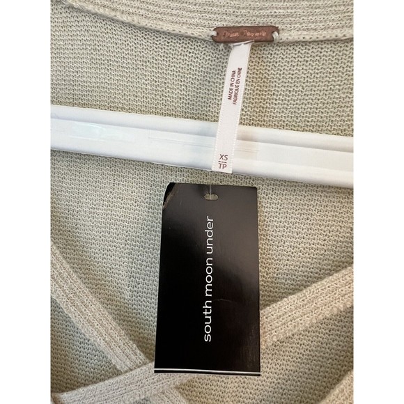 Free People  Criss Cross Front Longline Tunic Sweater oatmeal cream  XS … - Picture 7 of 7